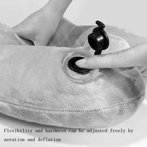 Inflatable Travel Neck Pillow With Washable Pillowcase U Shaped Cervical Support For Airplane Train And Car Rides showing valve