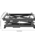Built Tough Hydraulic Scissor Lift Table With Wireless Remote Control And Manual Controller, detailed side view with dimensions.
