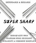 Stainless steel spear tips for 6Ft Fiberglass Travel Pole Spear Set With 3 Prong Paralyzer Hand Spear Harpoon, detailed shot.
