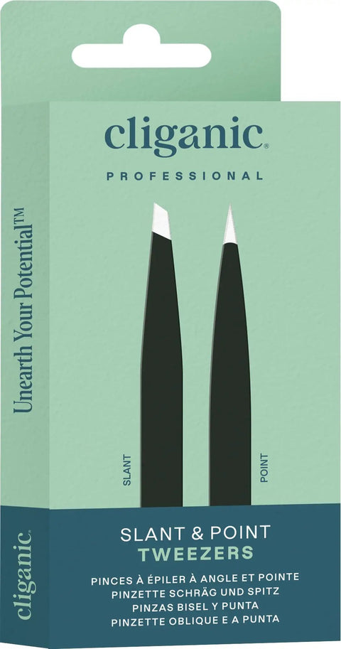 Eyebrow Tweezers Set With Slant And Point Tips For Precision Hair Removal Stainless Steel Easy Grip For Fine Or Ingrown Hairs Pro Grade Grooming For Men And Women in packaging