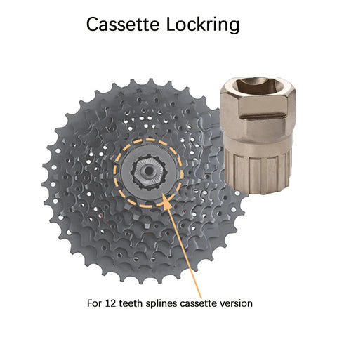 All In One Bike Cassette Tool Set Pro Grade With Chain Whip And Freewheel Lockring Removal for 12 teeth spline cassette version