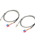 2 Pack J Type Thermocouple Temperature Sensor Probes With M6 Thread, 5ft Lead, 0 to 750C range, shown wired with connectors