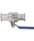 Quick Connect Clamp Ball Valve Featuring Slick Ferrule Design For Hassle Free Plumbing Setup And Rock Solid Fluid Control For Smooth Pipe Fittings And Efficient Maintenance with blue lever detail.