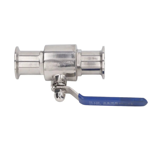 Quick Connect Clamp Ball Valve Featuring Slick Ferrule Design For Hassle Free Plumbing Setup And Rock Solid Fluid Control For Smooth Pipe Fittings And Efficient Maintenance with blue lever detail.