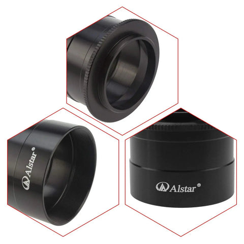 Close-up view of 2 Inch T-2 Focal Camera Adapter For SLRs And DSLRs, Quick Mount To Telescope Focuser, Safe Groove design visible
