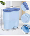 Real Deal Coffee Machine Water Filter Softener, blue cartridge, dimensions shown, compatible with most home brewers.