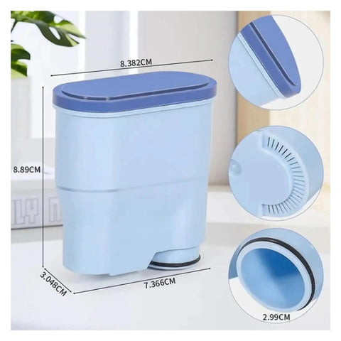 Top Shelf Coffee Machine Water Filter Softens Hard Tap Water Boosts Bean Aroma And Guarantees Smooth Morning Sips, blue cartridge dimensions.