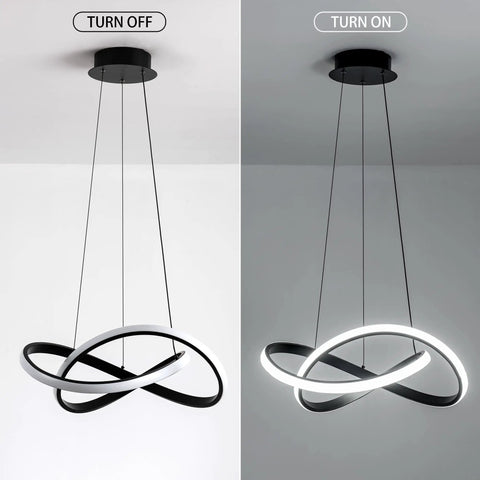 Cool Modern Irregular Ring LED Pendant Light Fixture For Dining Room Kitchen Hallway And Living Spaces Off and On