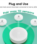WiFi Water Leak Detector Kit, 3 Pack With 100dB Adjustable Alarm, Real Time Leak Alerts Via Email And SMS, hub and sensors setup