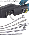 Pro Grade Hydraulic Crimper Tool For 1/8 Inch Stainless Steel Cable Railing Fittings With Custom Dies, Cable Cutter