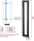 Push Pull Barn Door Handle Set Black Finish Heavy Duty Sliding Door Hardware With Full Install Tools Built To Last Easy Two Hole Mount Durable Aluminum Construction Ideal For Kitchen Shower Living Room, showing dimensions and back-to-back installation details.