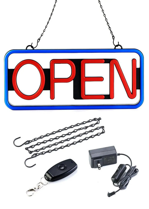Ultra Bright 21 By 10 LED Open Sign With Remote Control Lit Daylight Visible Neon Open Sign In Blue And Red
