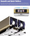 Close-up of Double Track Bypass Barn Door Hardware Kit Soft Closing Mini Sliding Pocket Doors Rails Aluminum System detail.