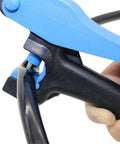 Two-in-one drip irrigation hole punch tool; blue lever, black handle for 1/4 inch tubing.