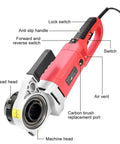 Tough As Nails 2300W Electric Pipe Threader With Slick Portability and Zero Effort Setup showing detailed controls and thread head.