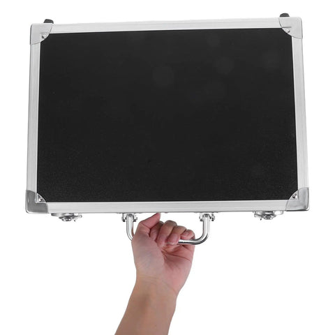 Person holding Grab And Go Portable Aluminum Tool Box With Latch System Ultra Lightweight Weather Resistant Hard Case 13x9 Inch
