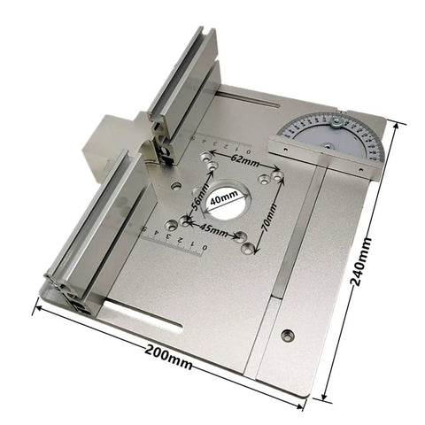 Shop Grade Aluminum Router Table Insert Plates Delivering A Beefed Up Build With Integrated Miter And Tenon Gauges Plus Rock Solid Router Fence For Slick Woodworking Cuts 4 Pack, measuring 200mm x 240mm.