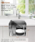 Compact Stainless Steel Undermount Kitchen Sink 15 By 17 Inches, 10 Inch Deep Single Bowl, Workstation Style Sink Combo in kitchen setting