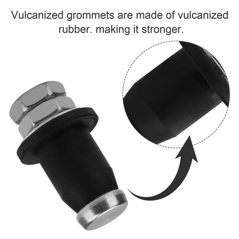 Close-up of vulcanized rubber grommet from RV Water Tank Sensor Kit Six Pack For Fresh, Gray, And Black Tanks, Screw In Probes.