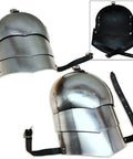 Handforged Carbon Steel Pauldron Set Armor Adult Size Plate Armor With Leather Link Straps Rustic Vintage Style