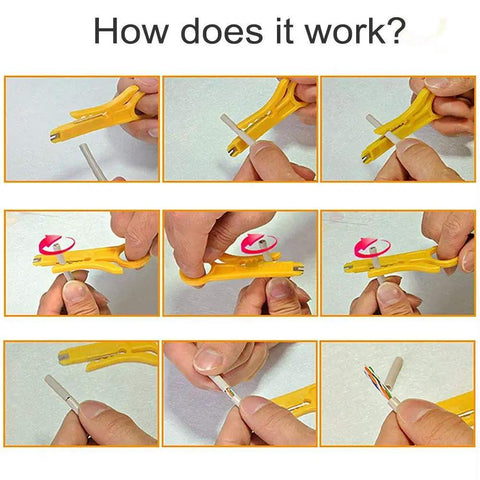 Top Shelf RJ45 Network Cable Crimp Tool Kit For Cat5e Cat6 Wiring Featuring Digital Cable Tester Heavy Duty Crimper Wire Stripper in action