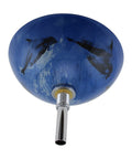 Bottom view of Sick Dope Blue Dolphin Tempered Glass Round Vessel Sink For Countertop Bathroom 16.5 Inch Blue Glass Bowl With Chrome Drain