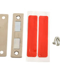 Magnetic Cabinet Catch Latch For Closets And Cupboards, steel door stopper set with screws and red adhesive strips, 65x16mm