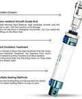 Pneumatic 16mm Bore 50mm Stroke Air Cylinder Double Acting With Aluminum Body and Y Connector showing product features.