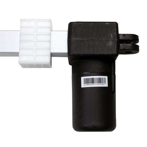 Close-up of Power Recliner Motor Replacement 3MR122 220T with 122 mm base and 220 mm stroke actuator, 3 cable plugs visible.