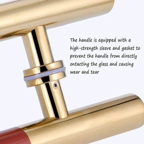 Push Pull Glass Door Handle For Barn And Wooden Doors Heavy Duty Durable Stainless Steel Round Tube Sliding Handle Indoor Outdoor Use Rust Resistant Red Wood Grain Finish 800x600mm Built To Last showing sleeve and gasket detail