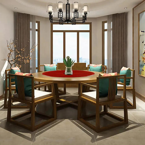 Dining room with heavy duty rotating turntable lazy Susan for kitchen tabletop wood serving tray, 70cm circular setup