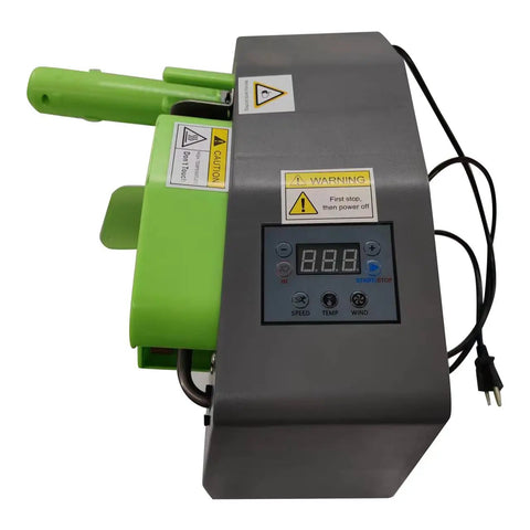 Compact Air Pillow Maker Machine control panel with digital display and green handle, efficient bubble cushion generator.