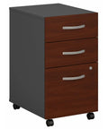Series C 3 Drawer Rolling File Cabinet In Hansen Cherry Fully Assembled Under Desk Storage with wheels