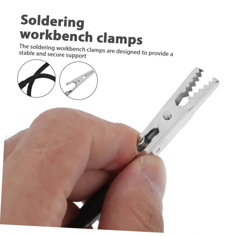 Close-up of soldering workbench clamp from Six Piece Flexible Third Hand Soldering Tool Set With Adjustable Arms PCB Holder And Magnifying Lamp