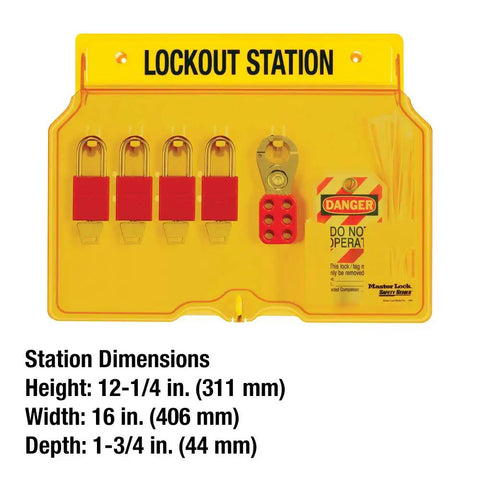 Lockout Tagout Padlock Station to Secure Up to 10 Safety Padlocks and Hasps, OSHA Compliant, Yellow Design with Translucent Cover