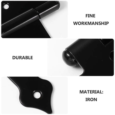 Close-up of Three Piece T Shaped Rustproof Iron Door Hinges Set showing fine workmanship and durable iron material details.