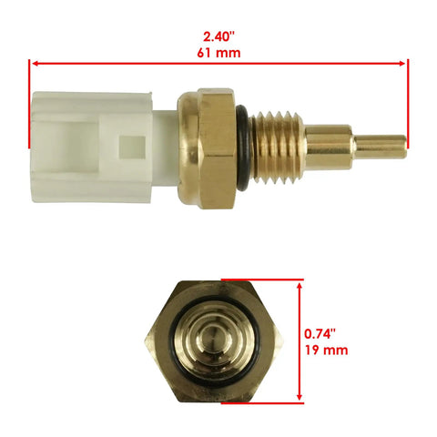 Badass Direct Fit Replacement Water Coolant Temperature Sensor For Yamaha Kodiak 700, 2.40" size, brass and plastic materials.