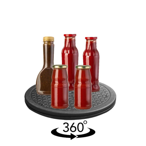 2 Pack 12 Inch Heavy Duty Rotating Display Stand With 360 Degree Spin And Steel Ball Bearings Lazy Susan holding condiments