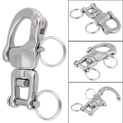 Killer Strength 316 Stainless Steel Jaw Swivel Snap Shackle With Quick Release Pin For Sailboat Halyard And Spinnaker Hook Straight Up Marine Gear Heavy Duty Hardware 70mm