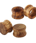 Natural Brown Wood Ear Tunnels Assorted Two Pairs Set Double Flared Expander Plugs For Ear Stretching Organic Wood Finish Ideal For 8mm To 16mm Gauges