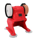 Heavy Duty Cordless Bench Grinder With 70mm Grinding Wheels And 5500 Rpm High Speed Motor, red design with two grinding wheels.