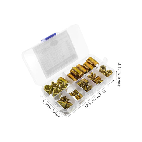 Carbon Steel Thread Repair Inserts Kit With Self Tapping Screws 50pc Wire Thread Repair Set For Damaged Threads Metric Size Assortment Easy Slotted Screw Sleeve Repairs No Brainer Quick Fix, plastic case