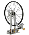 Beefed Up Bicycle Wheel Truing Stand With CNC Adjustment Nut And Three Precision Gauges For 10 To 29 Inch Wheels, side view