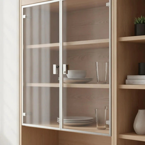 Glass cabinet with Stainless Steel Magnetic Door Catch For Glass Cabinets And RVs Slim Profile Hardware Powerful Latch Keeps Doors
