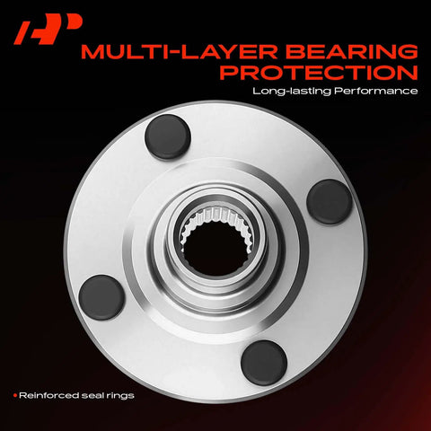 4 Lug Front Wheel Bearing And Hub Kit Direct Fit For Toyota Corolla MR2 Chevy Prizm Geo Prizm 1987 Through 2002 Non ABS product close-up with reinforced seal rings