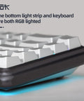 Compact 60 Percent Wired Mechanical Keyboard With Full Metal Chassis And Hot Swappable Red Switches Providing Customizable Rgb Lighting For Pc Gamers Wanting A Straight Durable Rig Upgrade That Is Totally Dialed In, showing RGB light strip and key