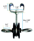 Farm Electric Fence T Post Gate Handle Anchors Kit With Double Hooks And Two Ring Insulators, steel, dimensions shown