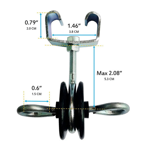 Farm Electric Fence T Post Gate Handle Anchors Kit With Double Hooks And Two Ring Insulators, steel, dimensions shown