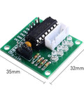 DaFuRui 28BYJ-48 stepper motor driver board with ULN2003, 5V, Arduino-compatible, front view on green PCB