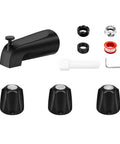 Matte Black 3 Piece Shower Knob And Diverter Tub Spout Kit For Standard One Half Inch And Three Quarter Inch Male Threaded Connections